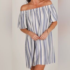 Striped off the shoulder dress